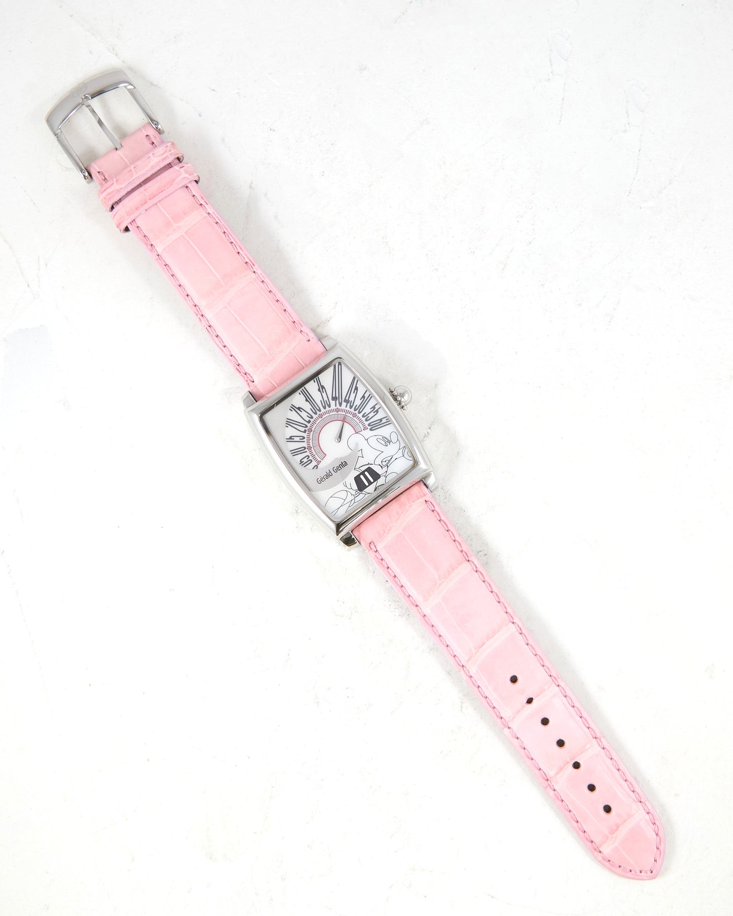 Gerald Genta Fantasy Retro Jump Hour ROF.M.10 Mickey Mouse Pearl Dial Automatic in Steel Case