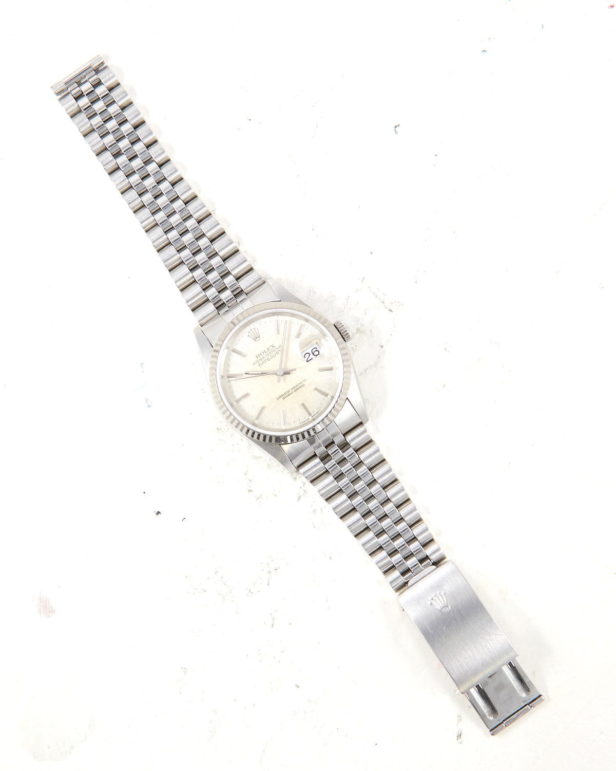 Rolex Datejust 16234 Silver Linen Dial in Steel Case on Jubilee Bracelet