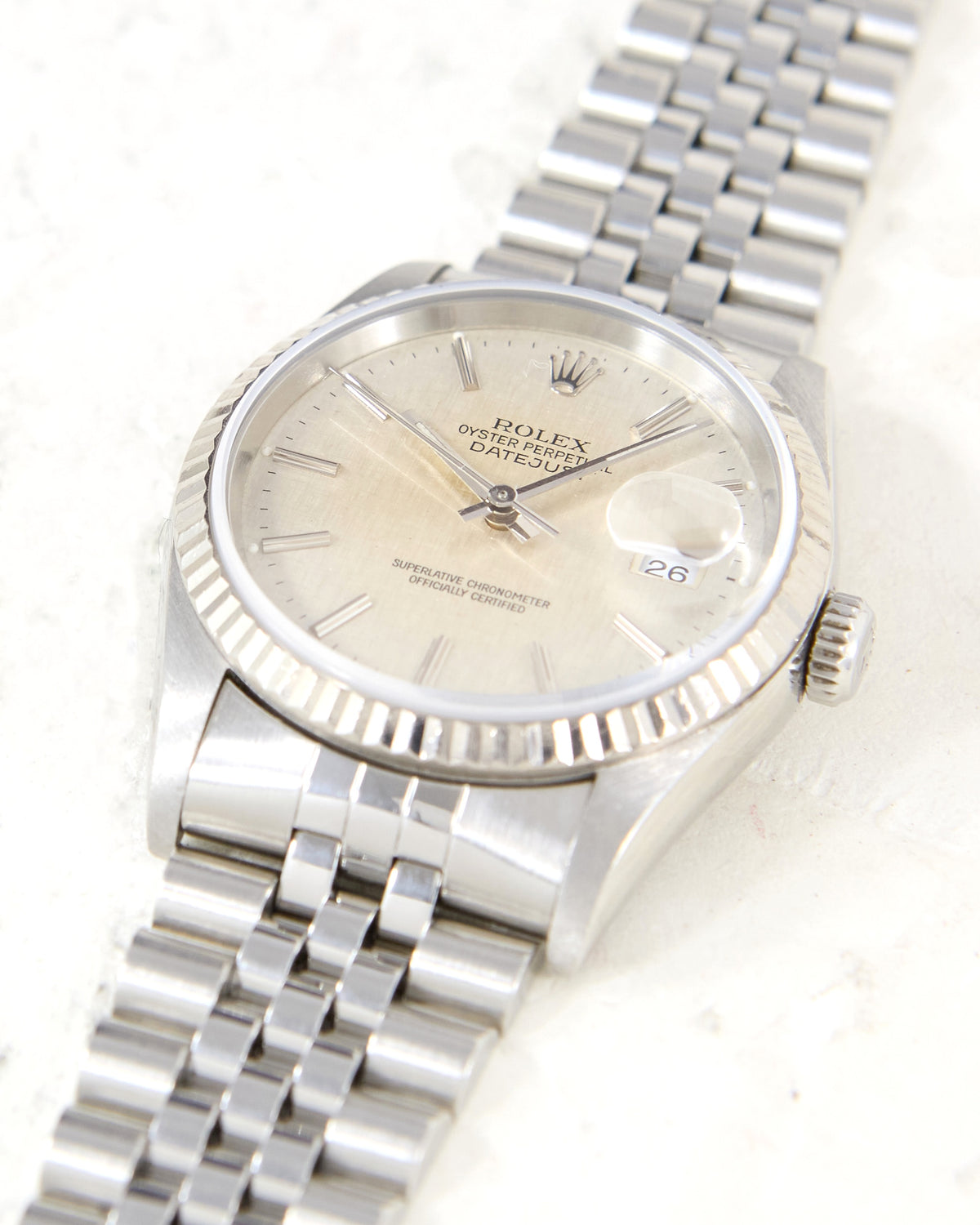 Rolex Datejust 16234 Silver Linen Dial in Steel Case on Jubilee Bracelet