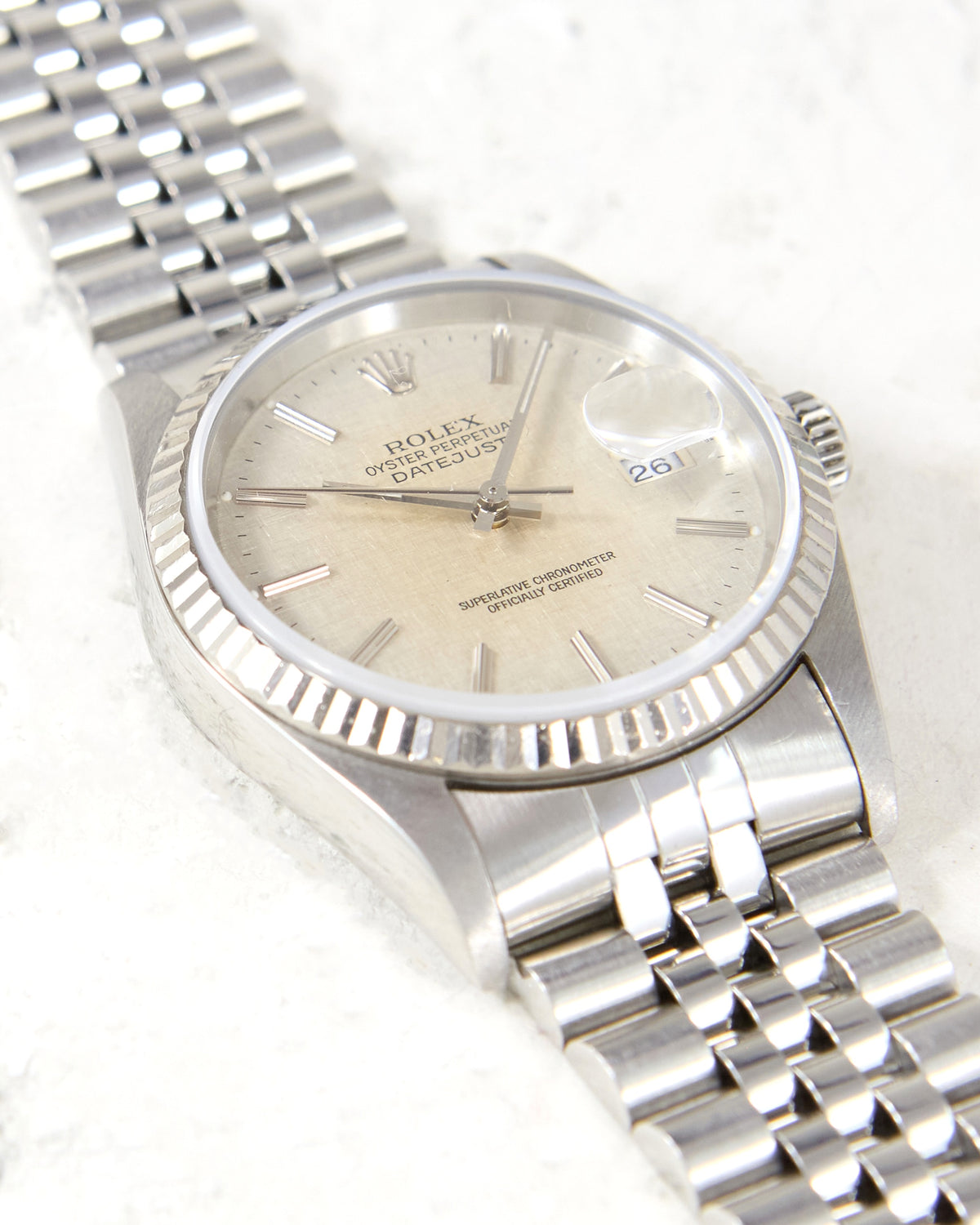 Rolex Datejust 16234 Silver Linen Dial in Steel Case on Jubilee Bracelet