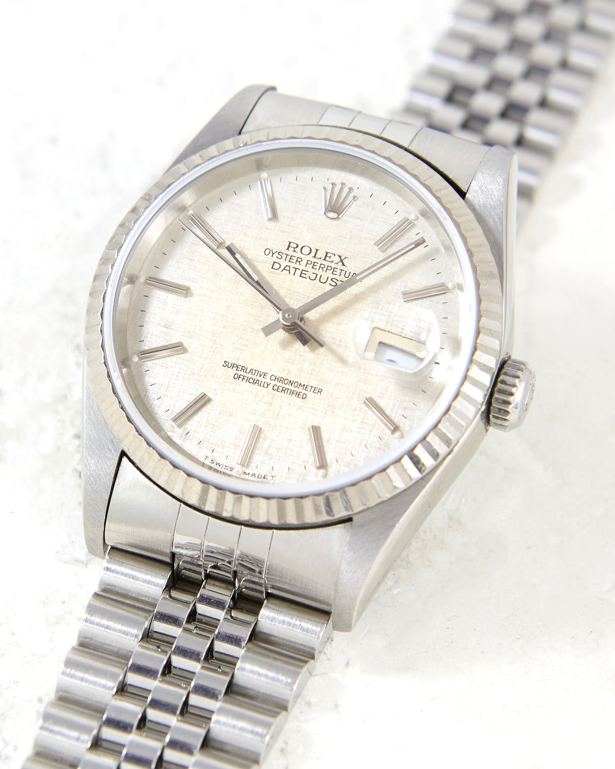 Rolex Datejust 16234 Silver Linen Dial in Steel Case on Jubilee Bracelet