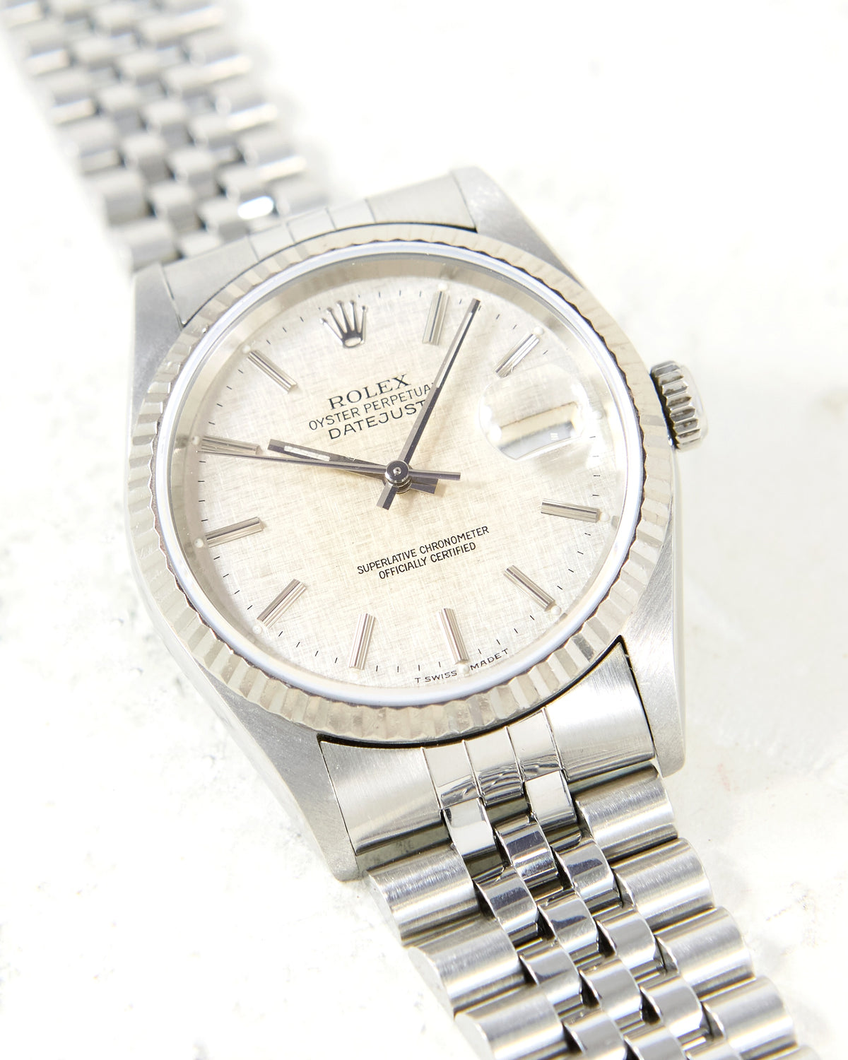Rolex Datejust 16234 Silver Linen Dial in Steel Case on Jubilee Bracelet