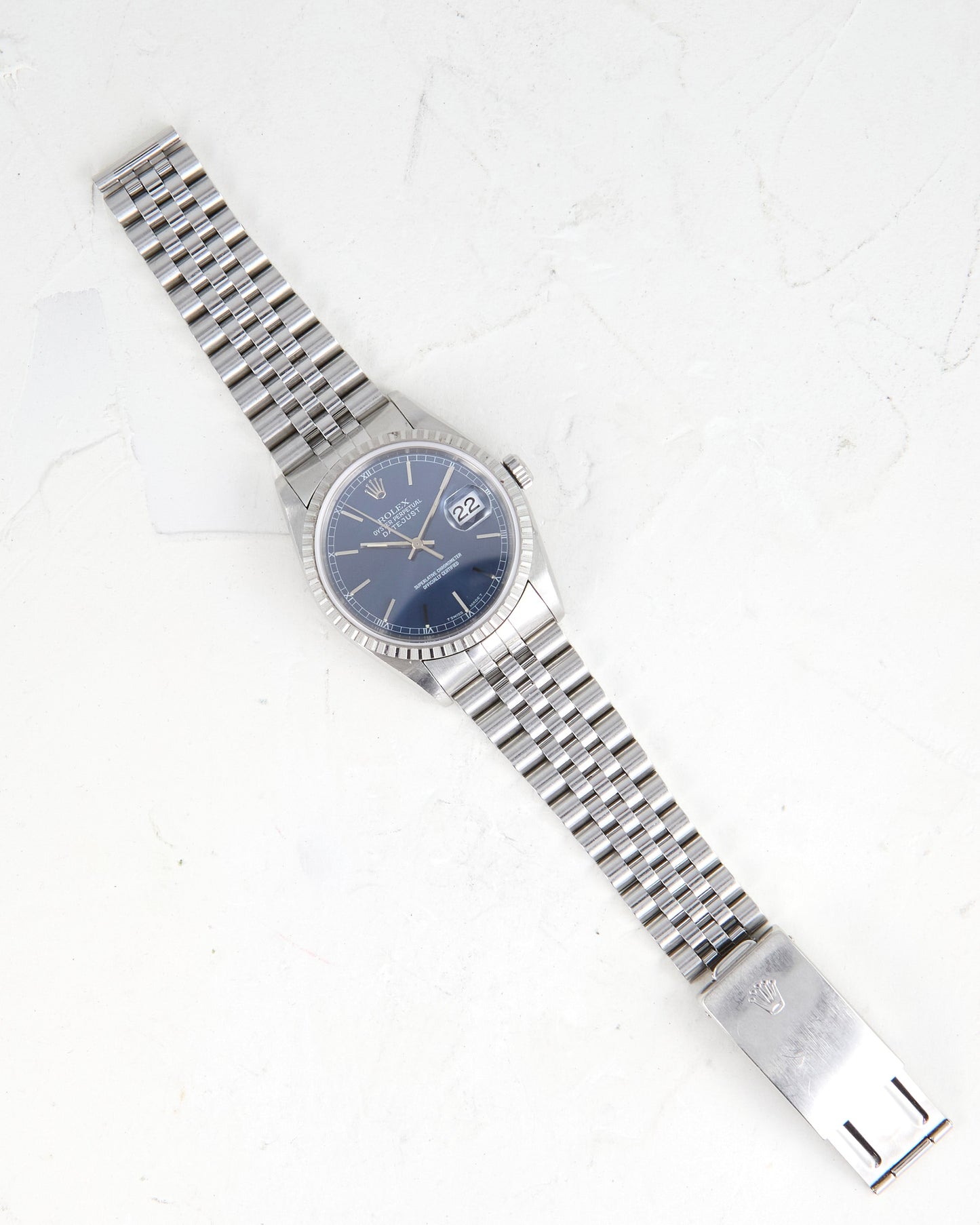 Rolex Datejust 16220 Blue Dial on Jubilee Bracelet