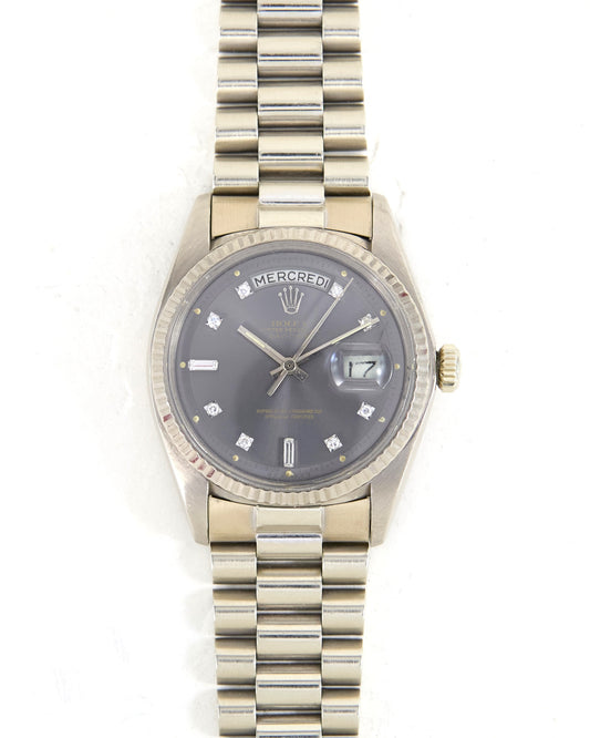 Rolex Day-Date Ghost Dial French Calendar in White Gold Case and Bracelet