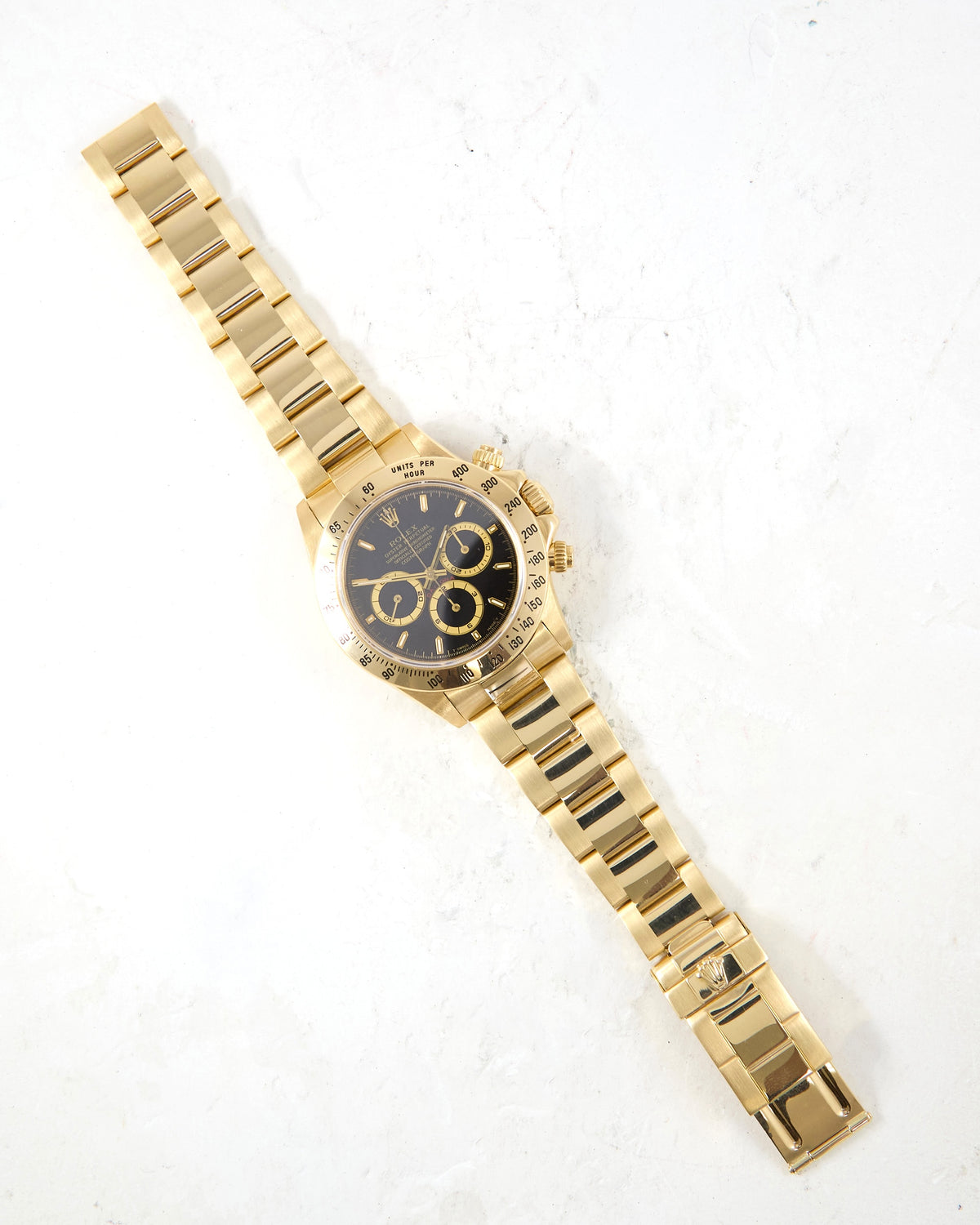 Rolex Daytona 16528 Black Dial Zenith Automatic in Yellow Gold Case and Bracelet