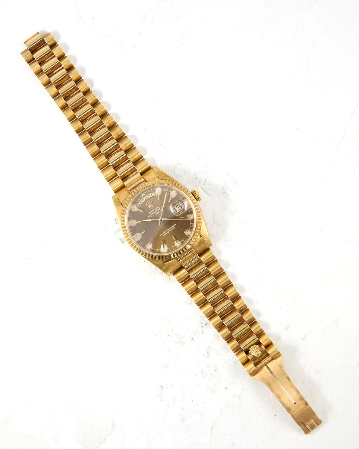 Rolex Day-Date 18238 Havana Dial in Yellow Gold Case and Bracelet - Unpolished