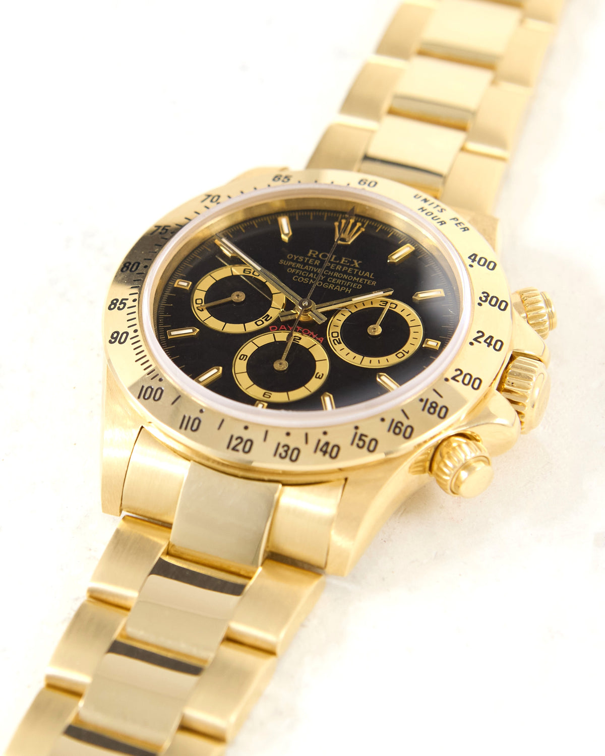 Rolex Daytona 16528 Black Dial Zenith Automatic in Yellow Gold Case and Bracelet