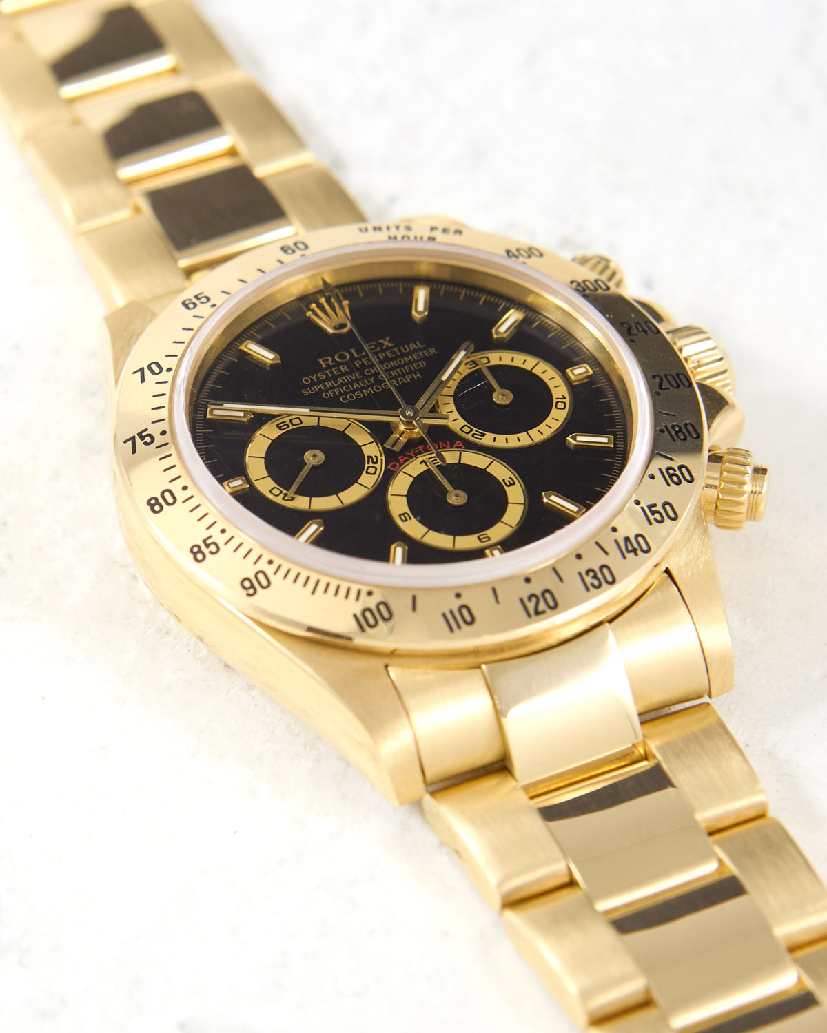 Rolex Daytona 16528 Black Dial Zenith Automatic in Yellow Gold Case and Bracelet
