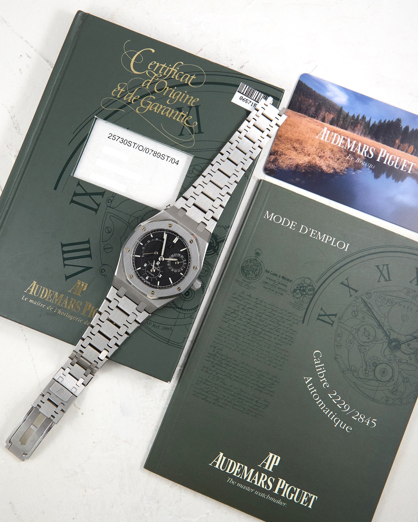 Audemars Piguet Royal Oak Dual Time 25730ST Black Dial with Warranty Papers and Service Card