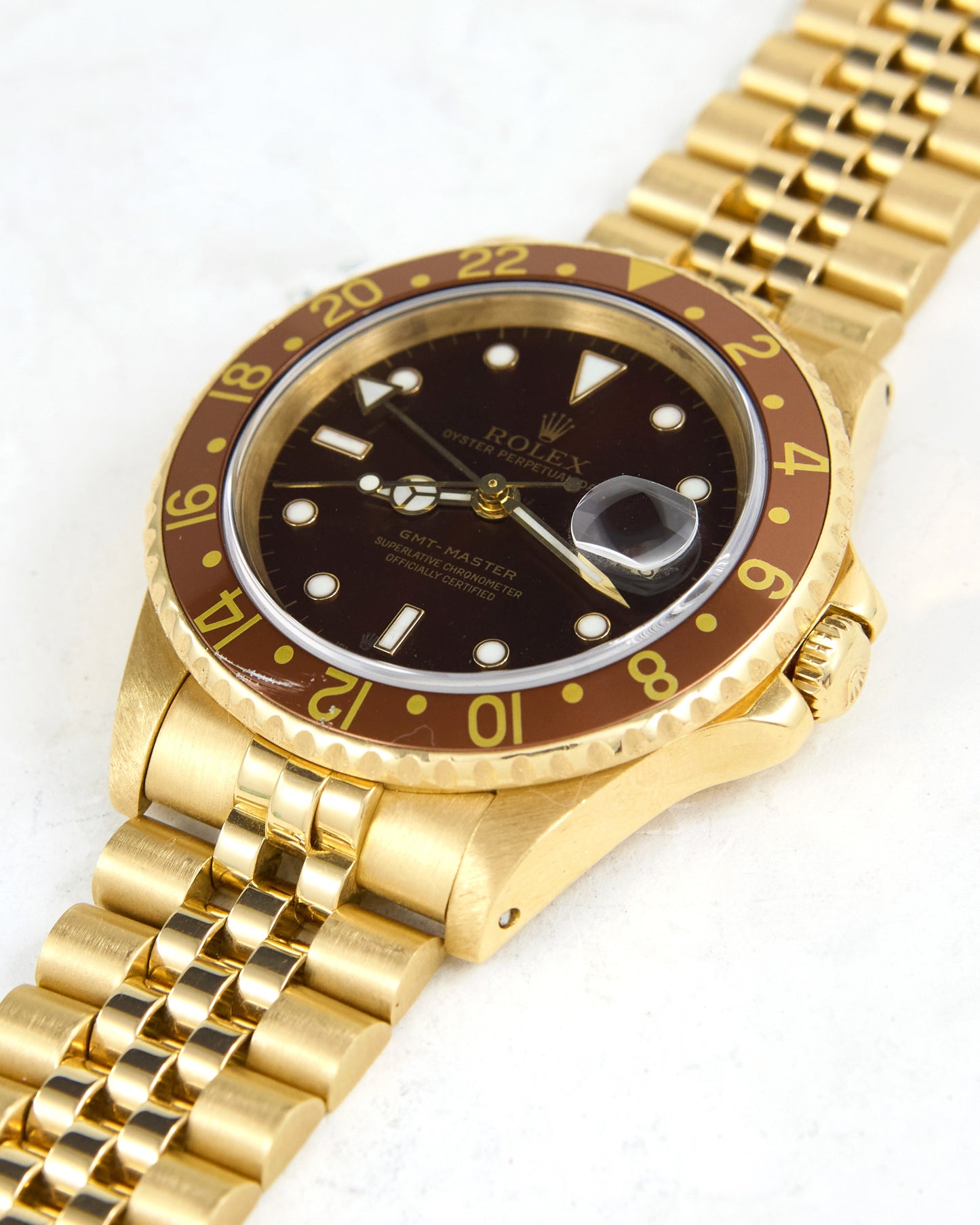 Rolex GMT-Master Brown Dial in Yellow Gold with Jubilee Bracelet