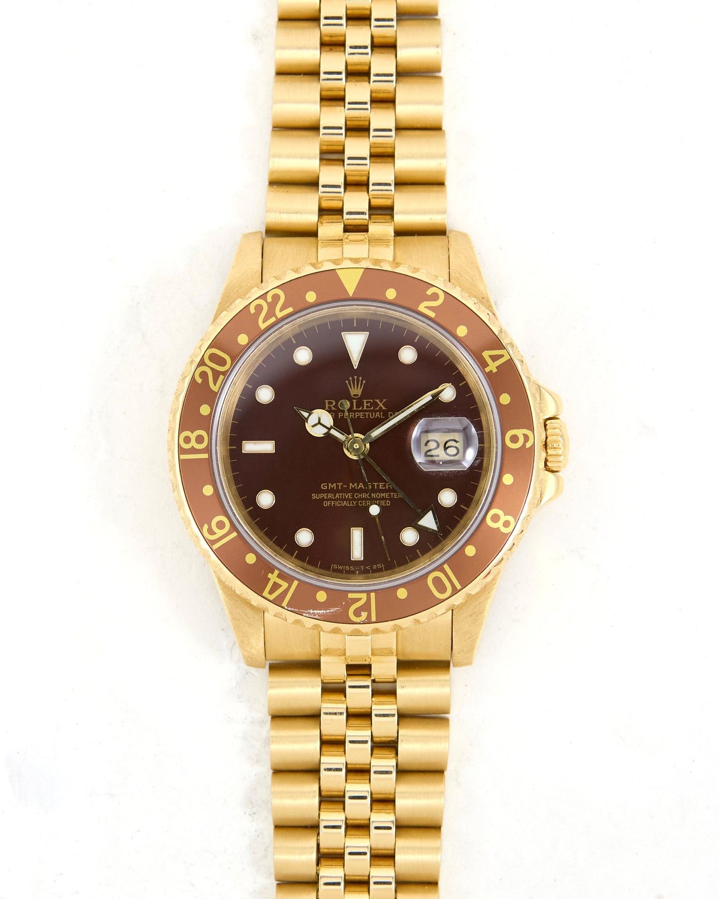 Rolex GMT-Master Brown Dial in Yellow Gold with Jubilee Bracelet