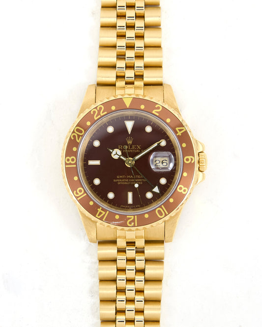 Rolex GMT-Master Brown Dial in Yellow Gold with Jubilee Bracelet
