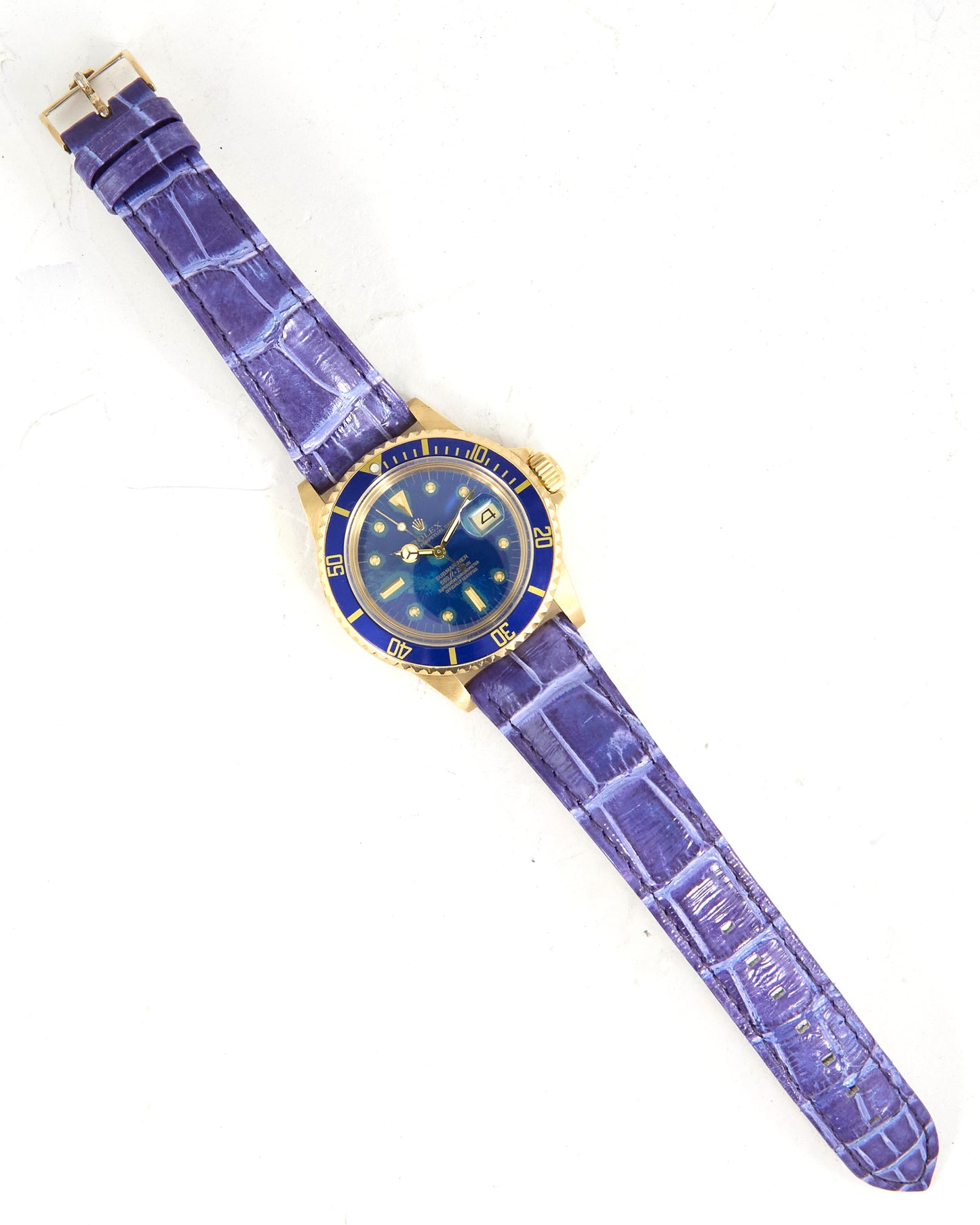 Rolex Submariner 1680 in Yellow Gold Case with Tropical Blue Dial on Leather Strap
