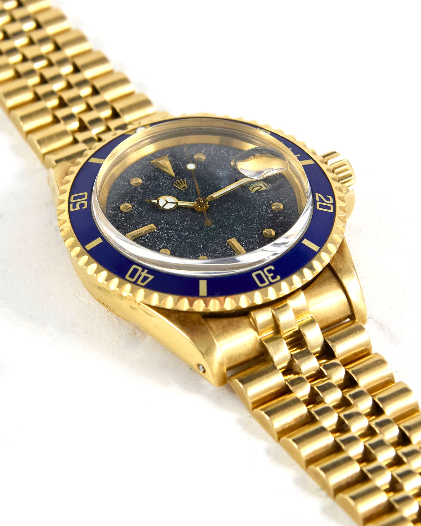 Rolex Submariner 1680 "Volcanic" Dial in Yellow Gold Case and Gold Jubilee Bracelet