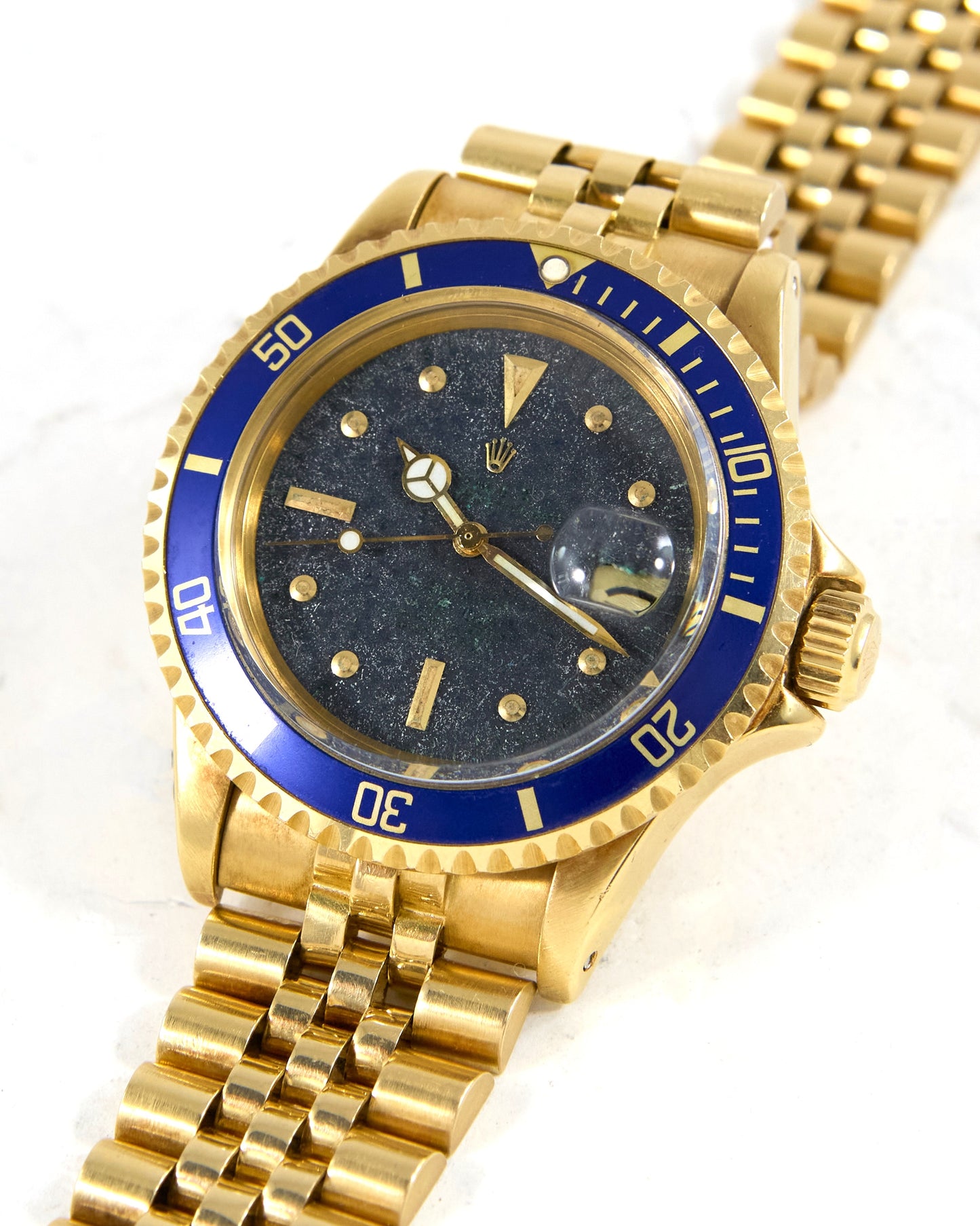 Rolex Submariner 1680 "Volcanic" Dial in Yellow Gold Case and Gold Jubilee Bracelet
