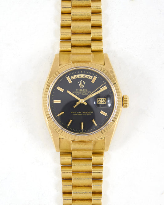Rolex Day-Date 1803 Black Sigma Wide Boy in Yellow Gold Case and Bracelet