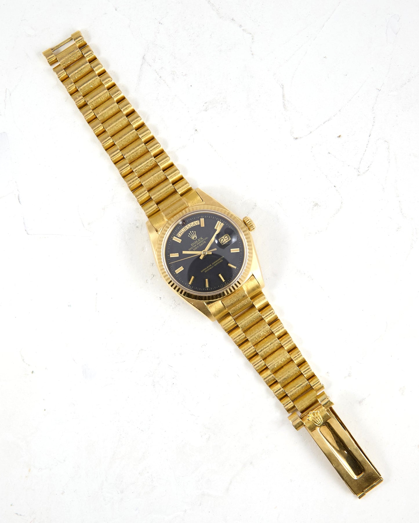 Rolex Day-Date 1803 Black Sigma Wide Boy in Yellow Gold Case and Bracelet