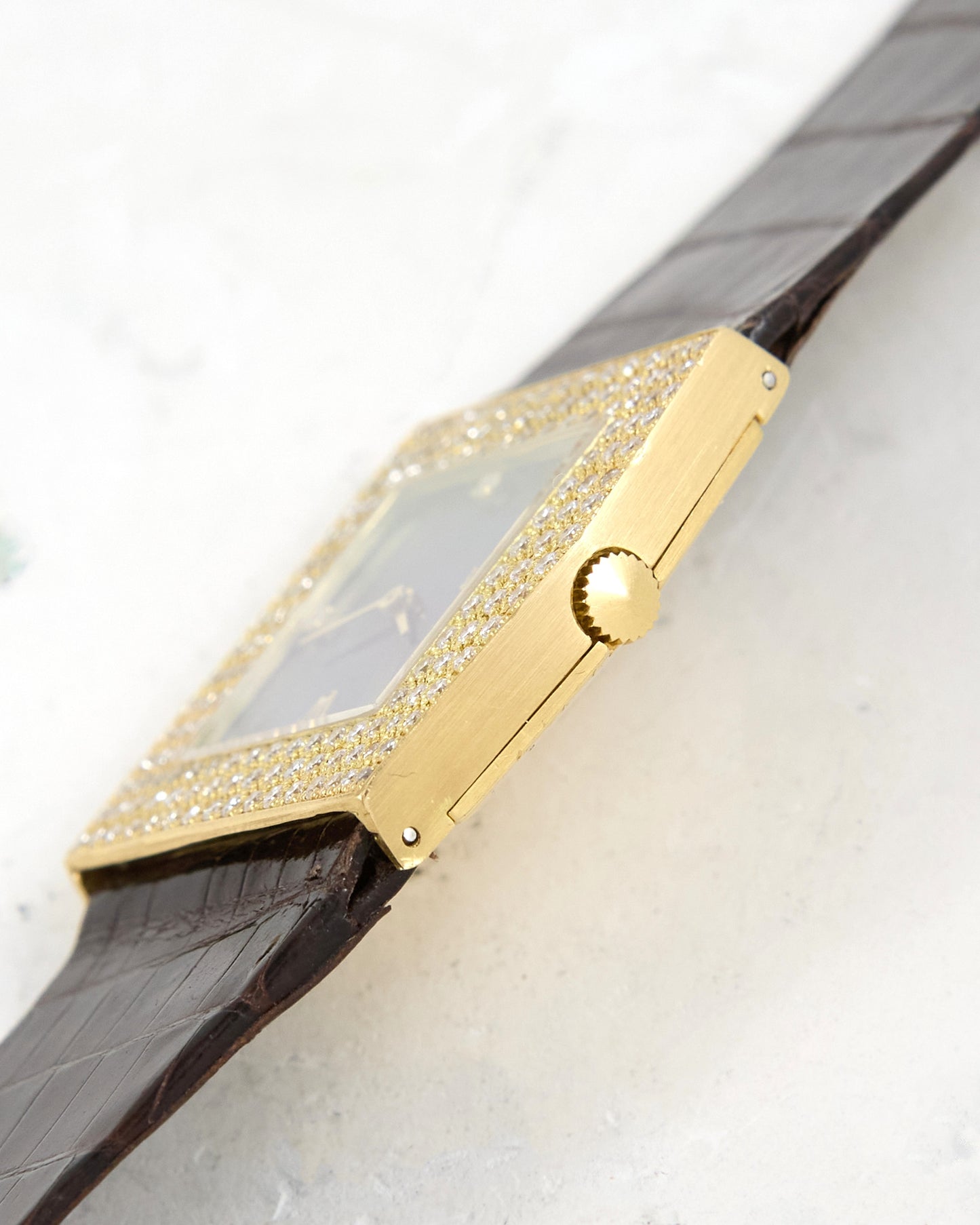 Rolex Cellini Midas 4031 Maroon Dial with Factory Diamonds in Yellow Gold with Strap and Buckle