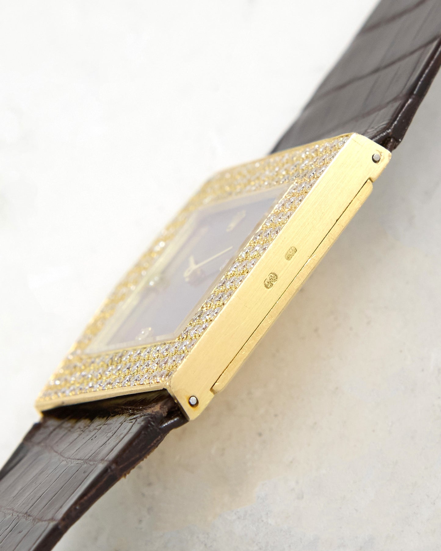 Rolex Cellini Midas 4031 Maroon Dial with Factory Diamonds in Yellow Gold with Strap and Buckle