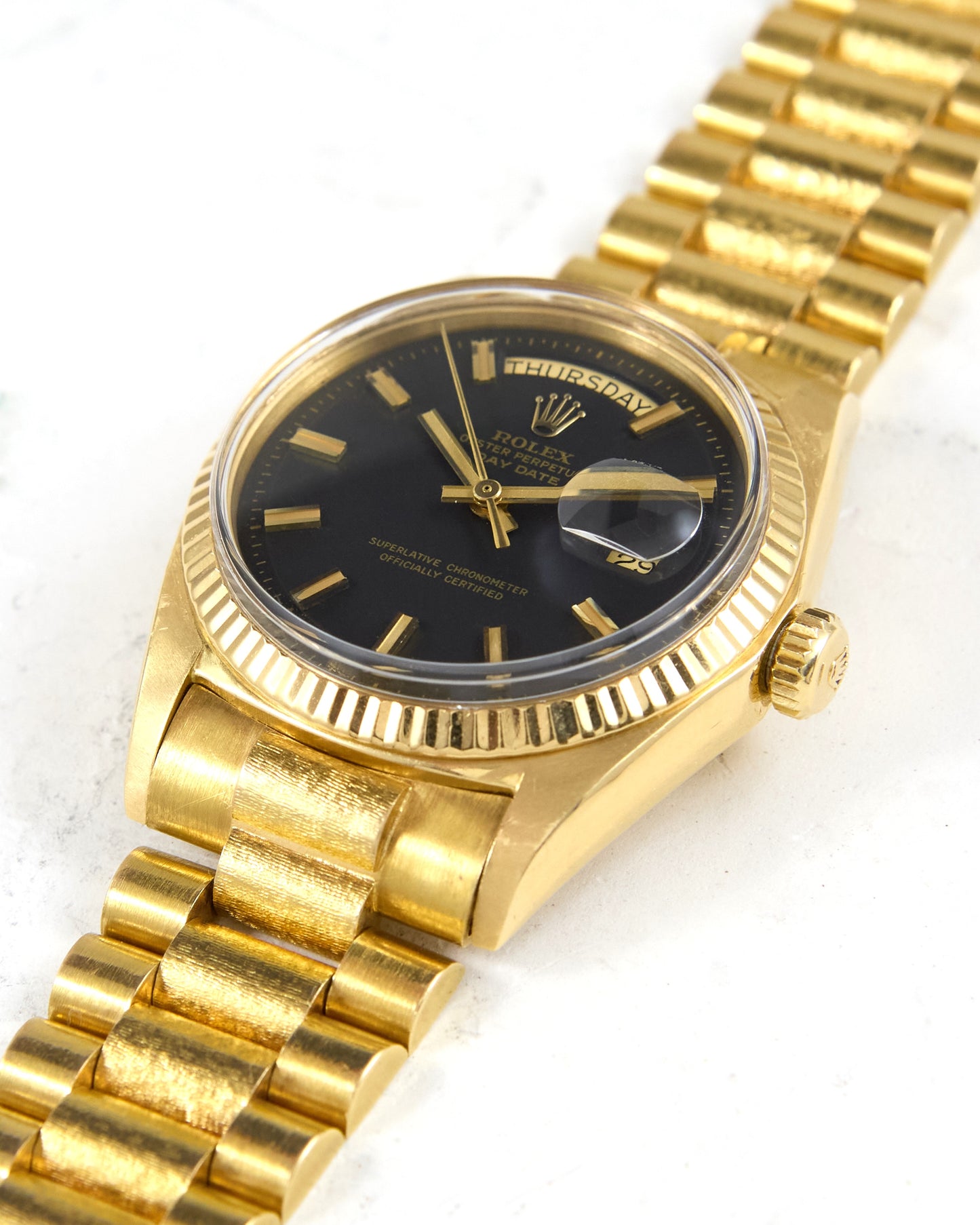 Rolex Day-Date 1803 Black Sigma Wide Boy in Yellow Gold Case and Bracelet
