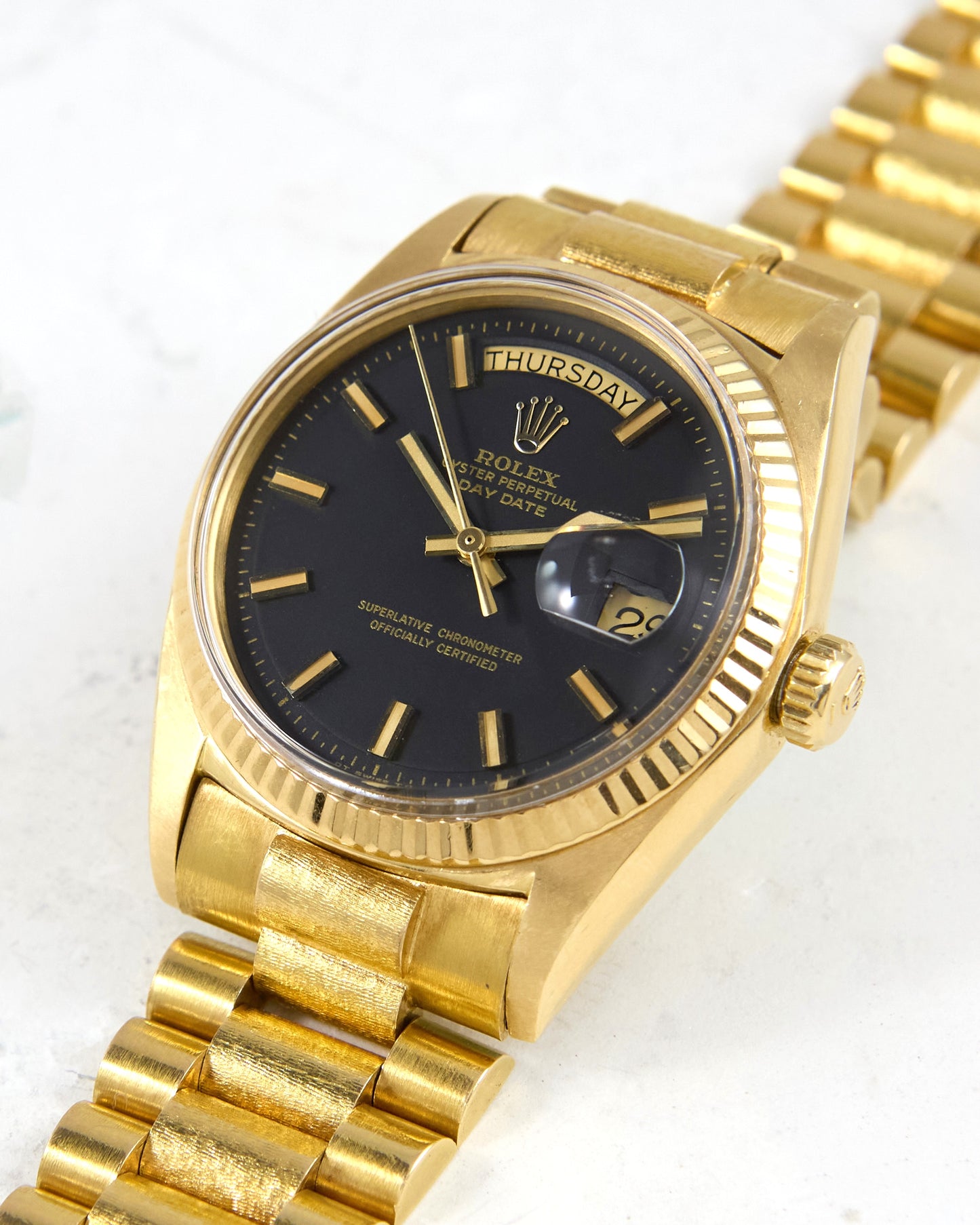 Rolex Day-Date 1803 Black Sigma Wide Boy in Yellow Gold Case and Bracelet