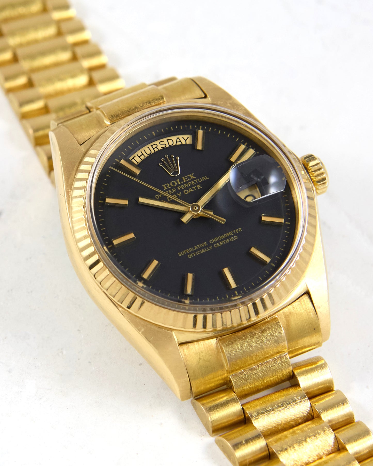 Rolex Day-Date 1803 Black Sigma Wide Boy in Yellow Gold Case and Bracelet