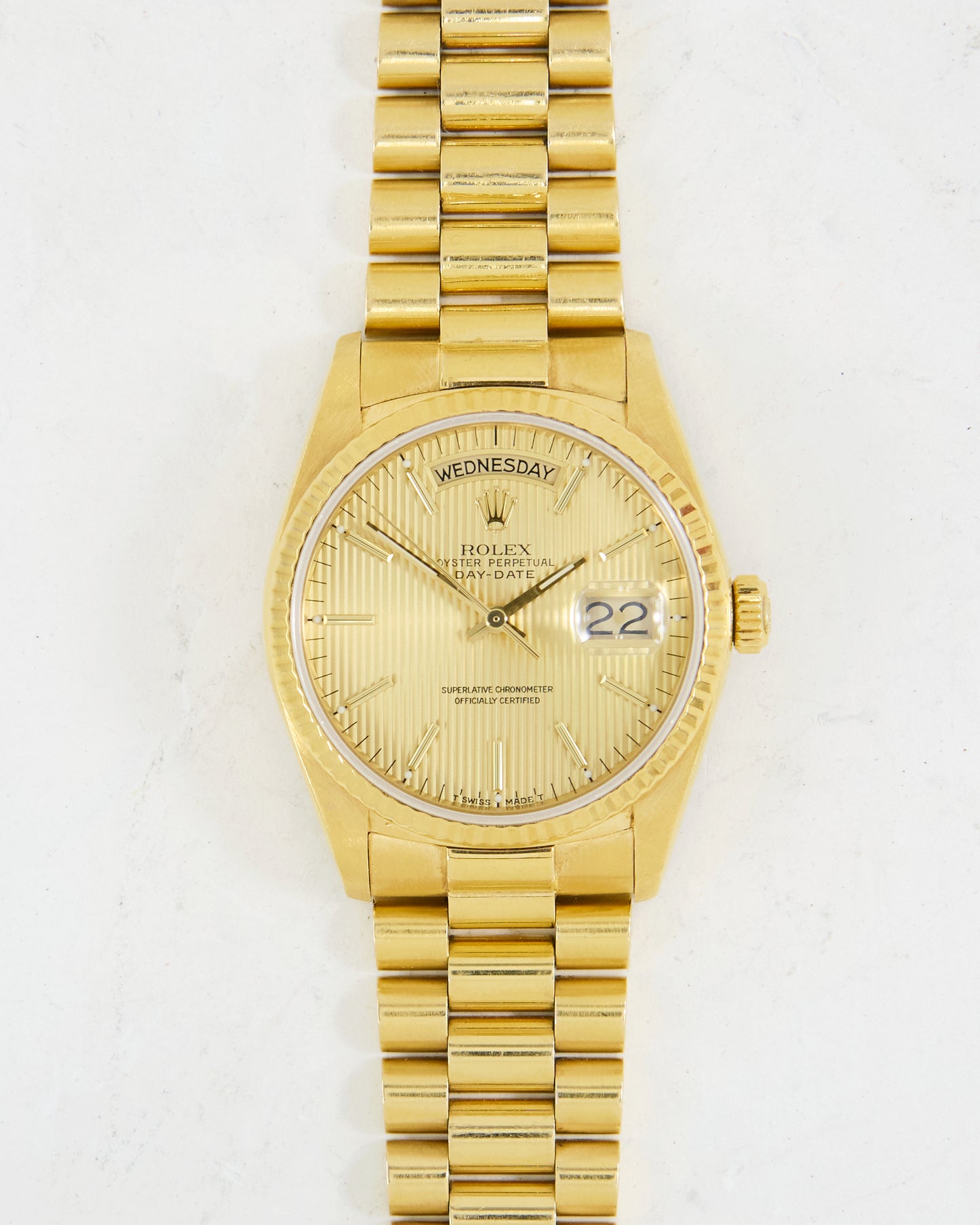 ROLEX DAY-DATE TAPESTRY DIAL YELLOW GOLD ON PRESIDENTIAL BRACELET