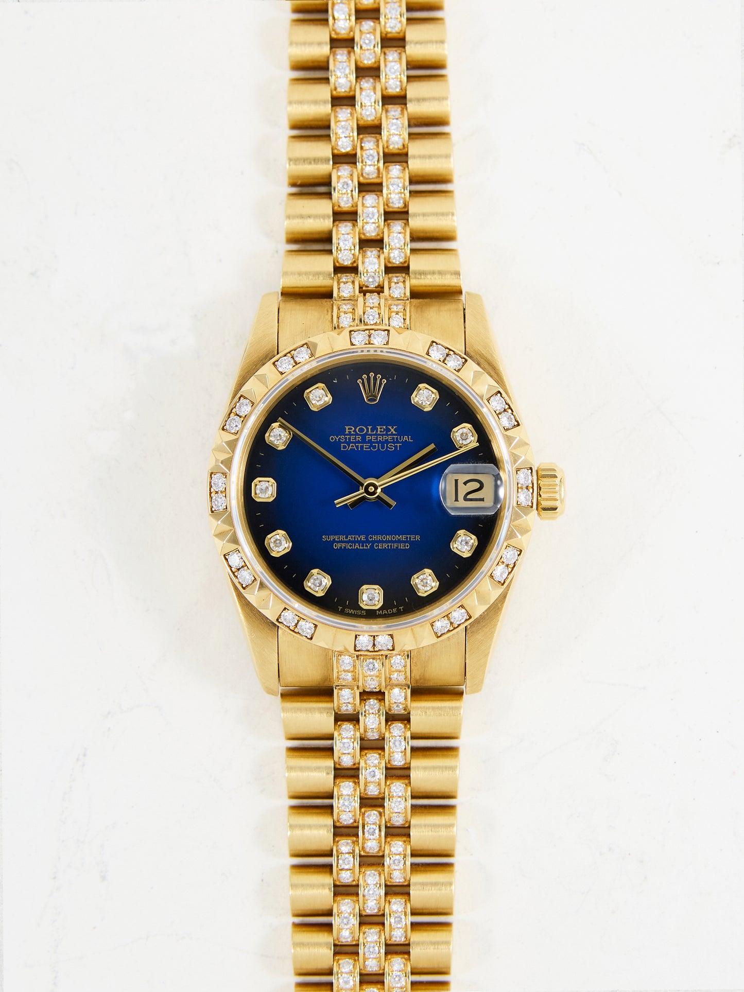 ROLEX DATEJUST VIGNETTE DIAMOND DIAL PYRAMID BEZEL WITH SPECIAL ORDER FACTORY BRACELET