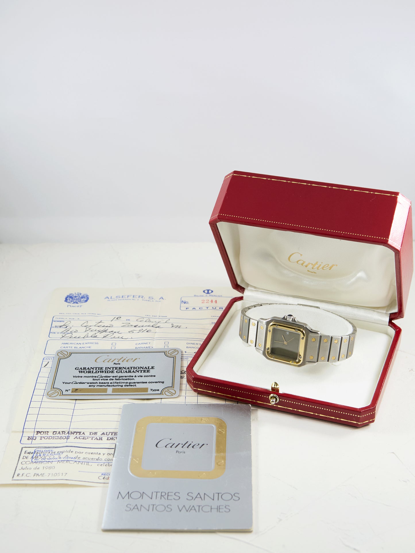 CARTIER SANTOS SLATE GREY DIAL WITH BOX & PAPERS