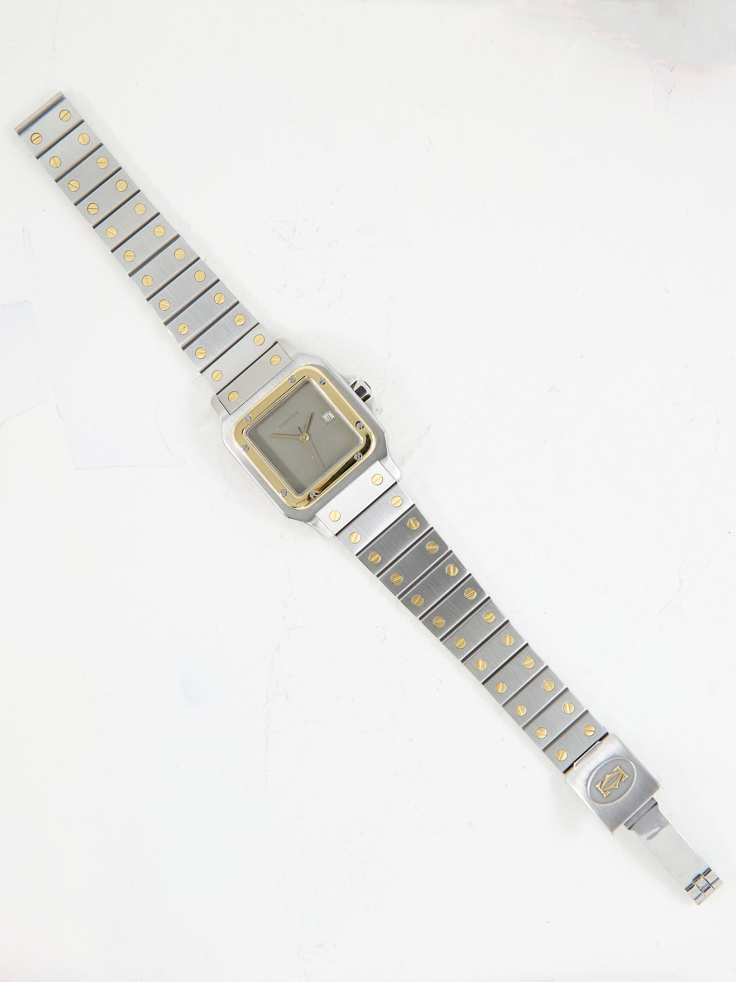 CARTIER SANTOS SLATE GREY DIAL WITH BOX & PAPERS