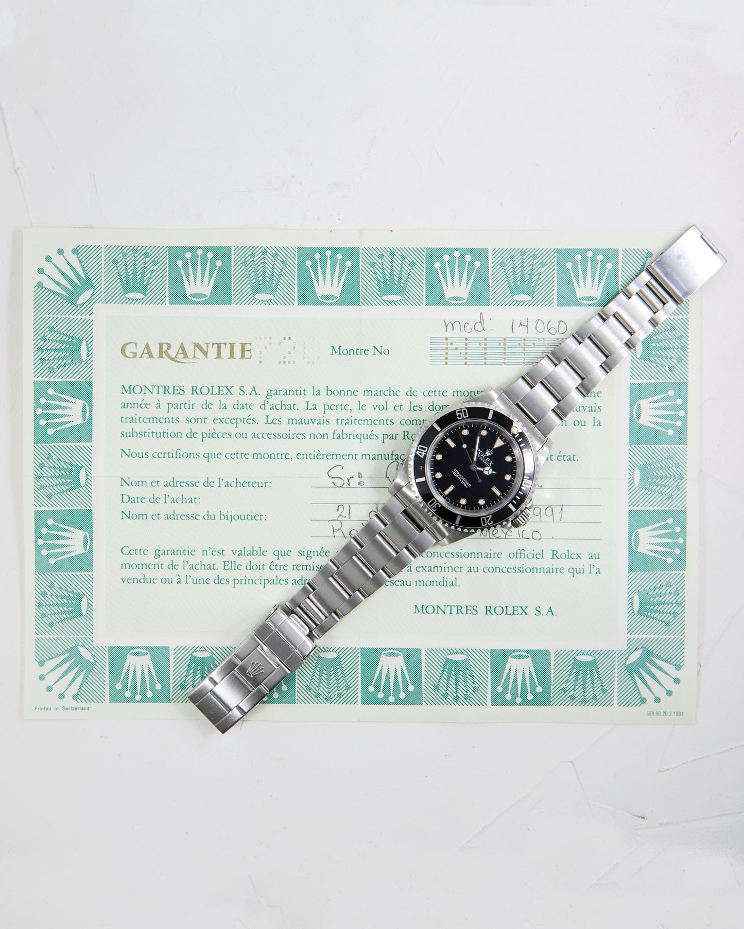 ROLEX SUBMARINER CREAMY MARKERS WITH PAPERS ON OYSTER BRACELET