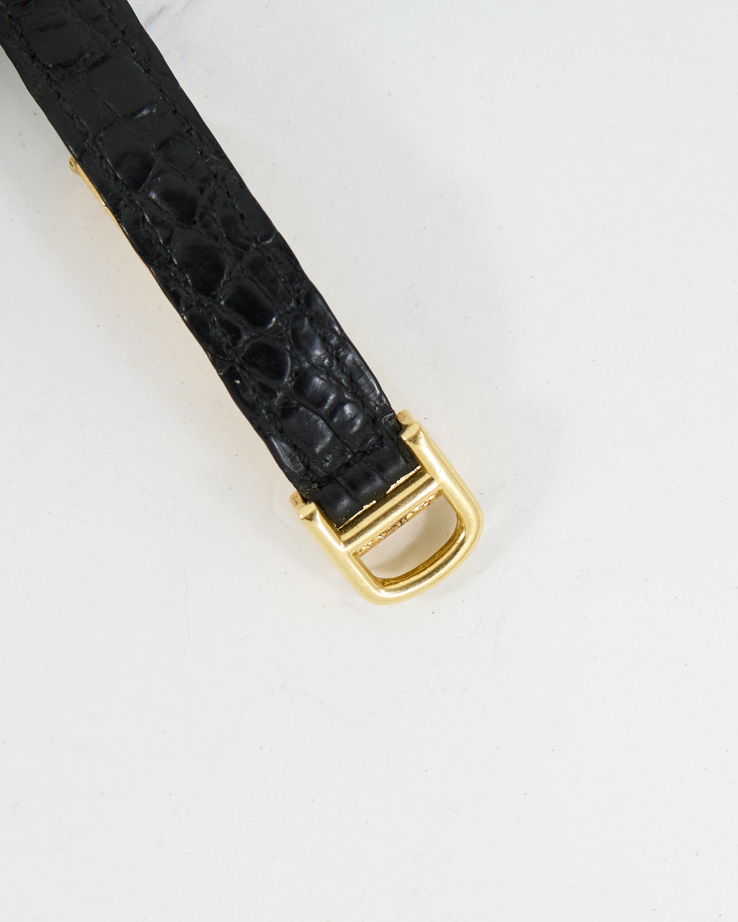 CARTIER BAIGNOIRE PARIS DIAL IN YELLOW GOLD WITH DEPLOYANT CLASP & CARTIER POUCH