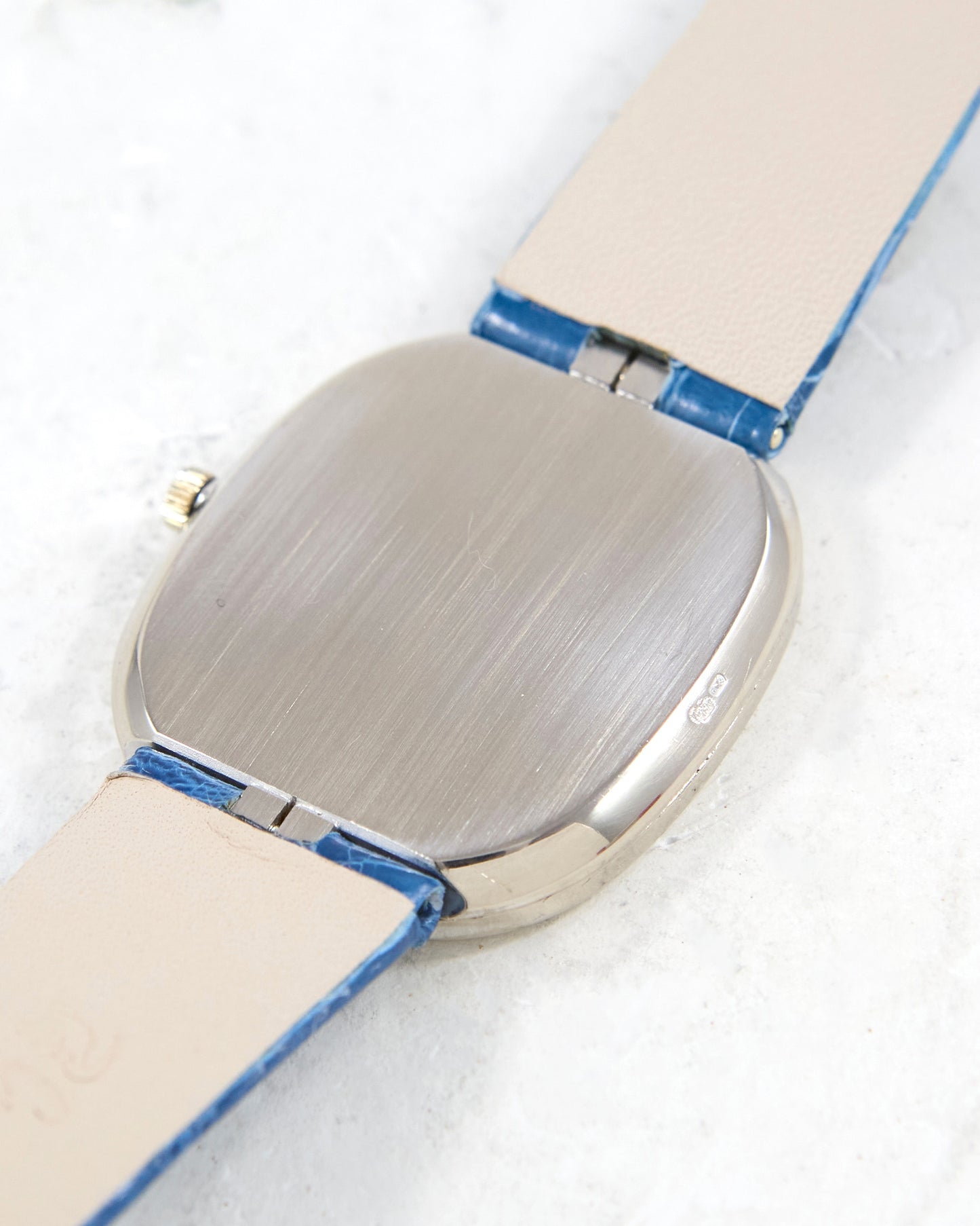 Patek Philippe Ellipse 3838 Blue Sigma Gubelin Dial in White Gold Case on Leather Strap with Ellipse Buckle