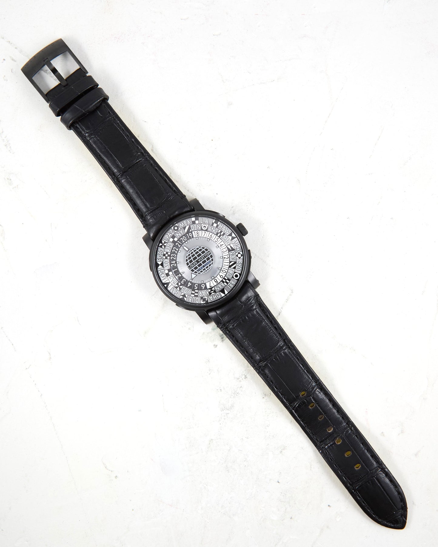 Louis Vuitton Time Zone Spacecraft Q5D24 in Black PVD with Box and Papers - Limited Edition