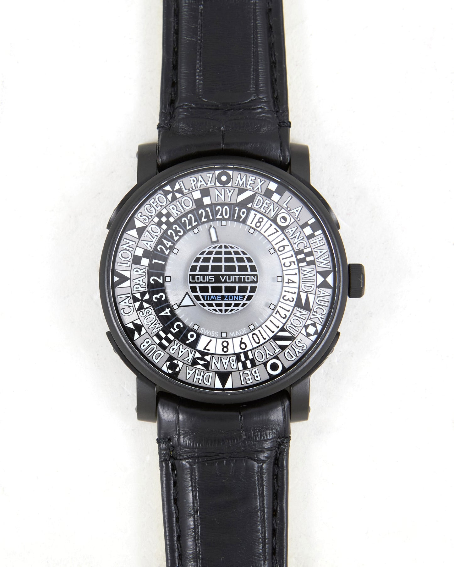 Louis Vuitton Time Zone Spacecraft Q5D24 in Black PVD with Box and Papers - Limited Edition