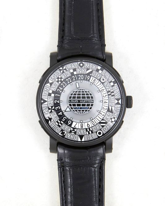 Louis Vuitton Time Zone Spacecraft Q5D24 in Black PVD with Box and Papers - Limited Edition