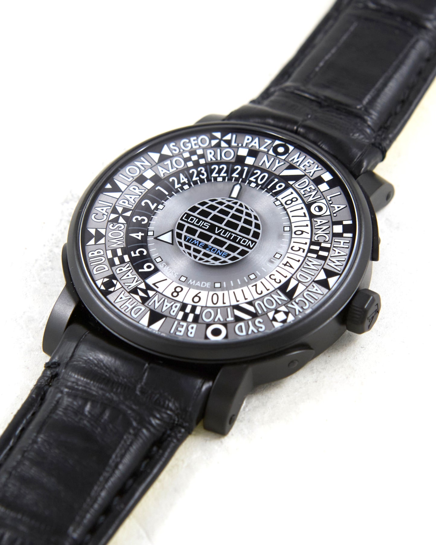 Louis Vuitton Time Zone Spacecraft Q5D24 in Black PVD with Box and Papers - Limited Edition
