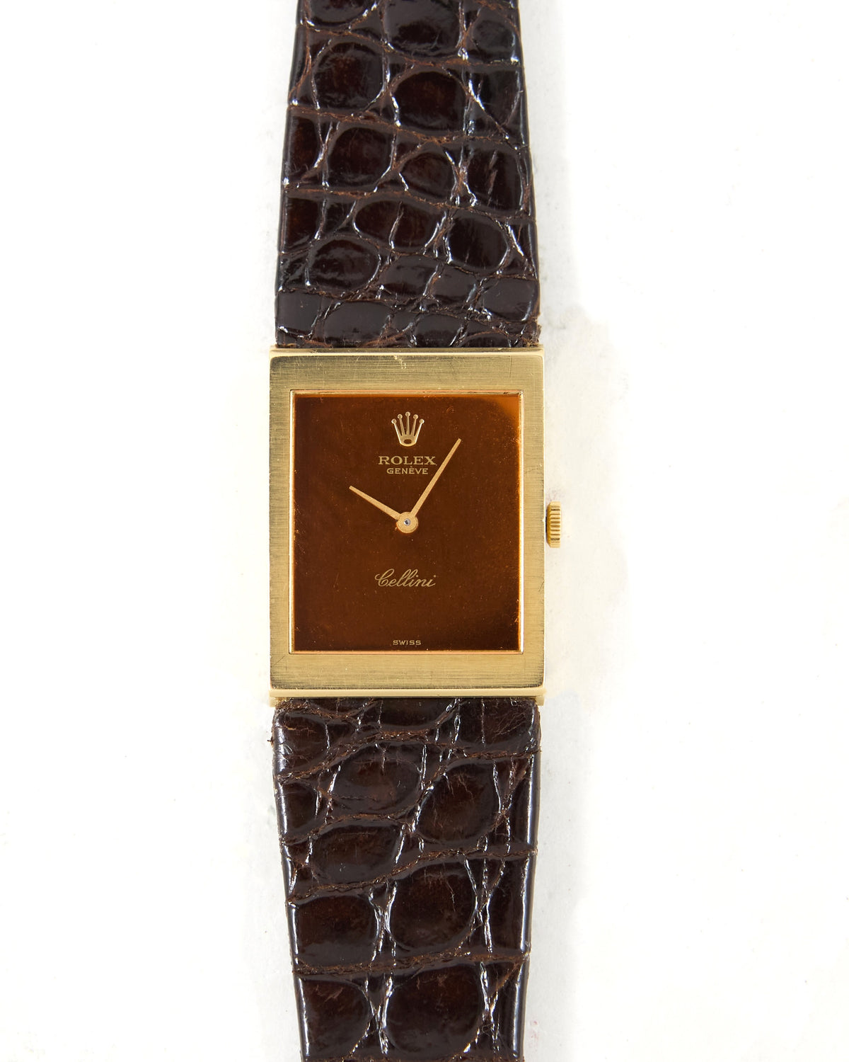 Rolex Cellini 4014 Maroon Dial in Yellow Gold Case on Leather Strap