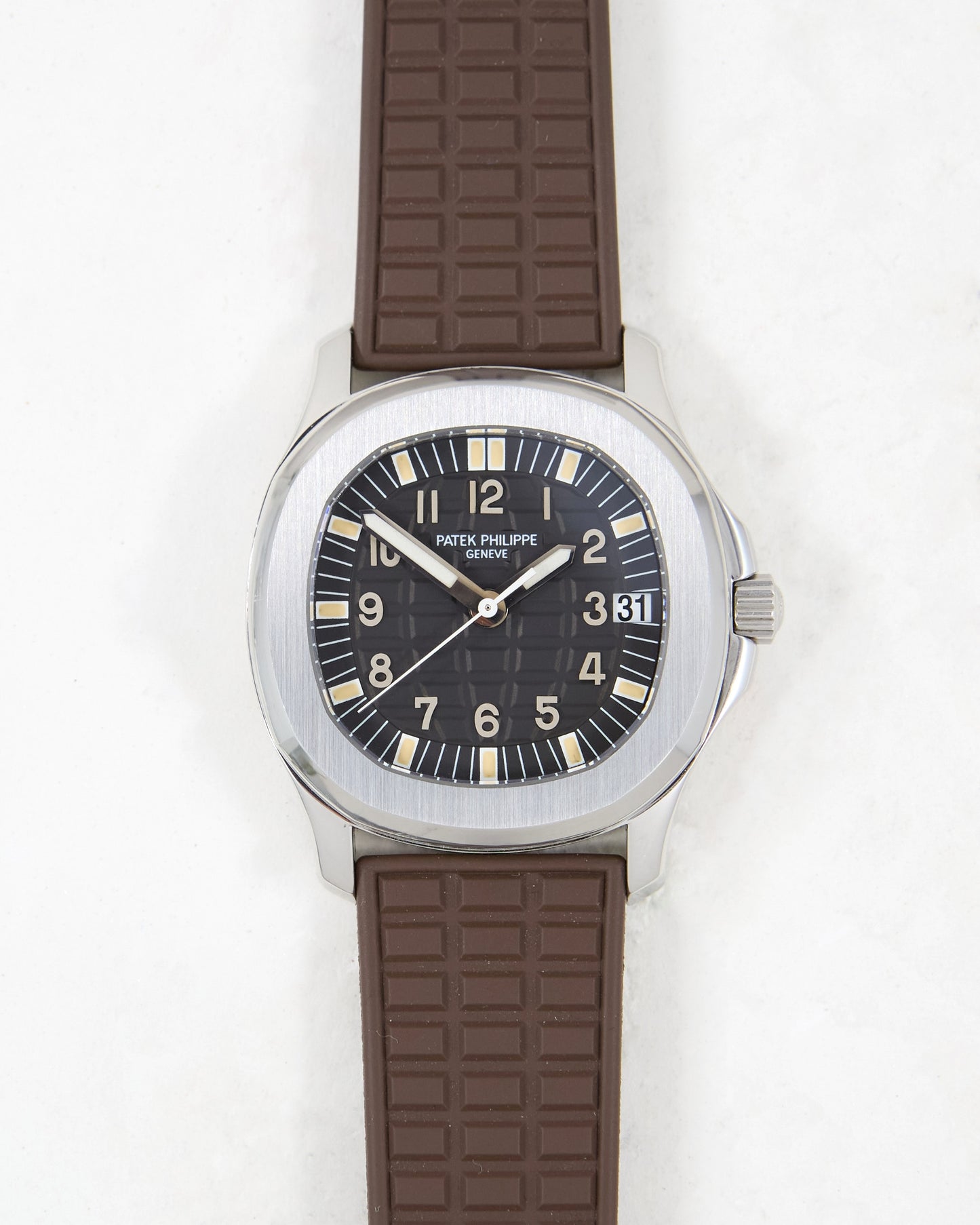 Patek Philippe Aquanaut 5066a in Steel Case on Uncut Brown Rubber Strap with Box & Papers