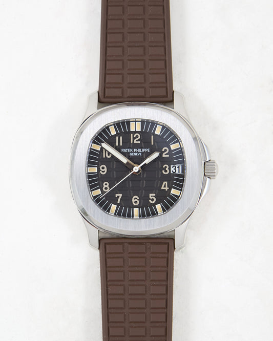 Patek Philippe Aquanaut 5066a in Steel Case on Uncut Brown Rubber Strap with Box & Papers