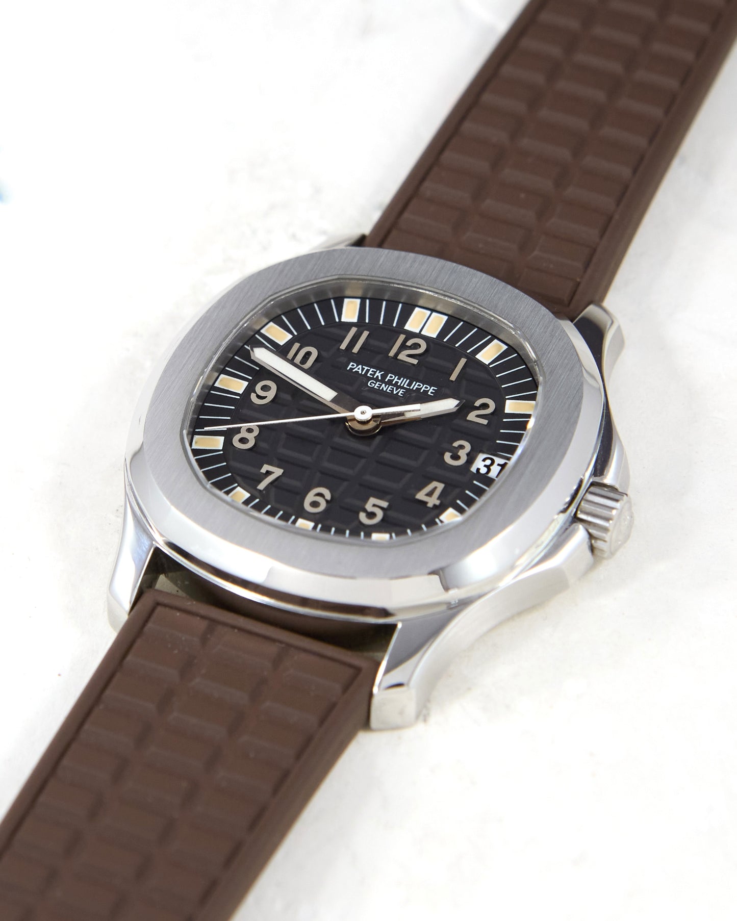 Patek Philippe Aquanaut 5066a in Steel Case on Uncut Brown Rubber Strap with Box & Papers