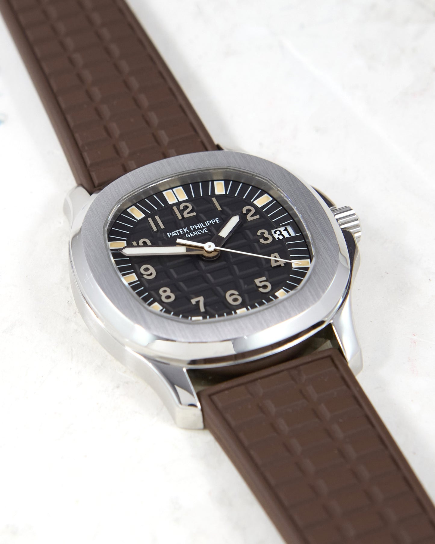 Patek Philippe Aquanaut 5066a in Steel Case on Uncut Brown Rubber Strap with Box & Papers