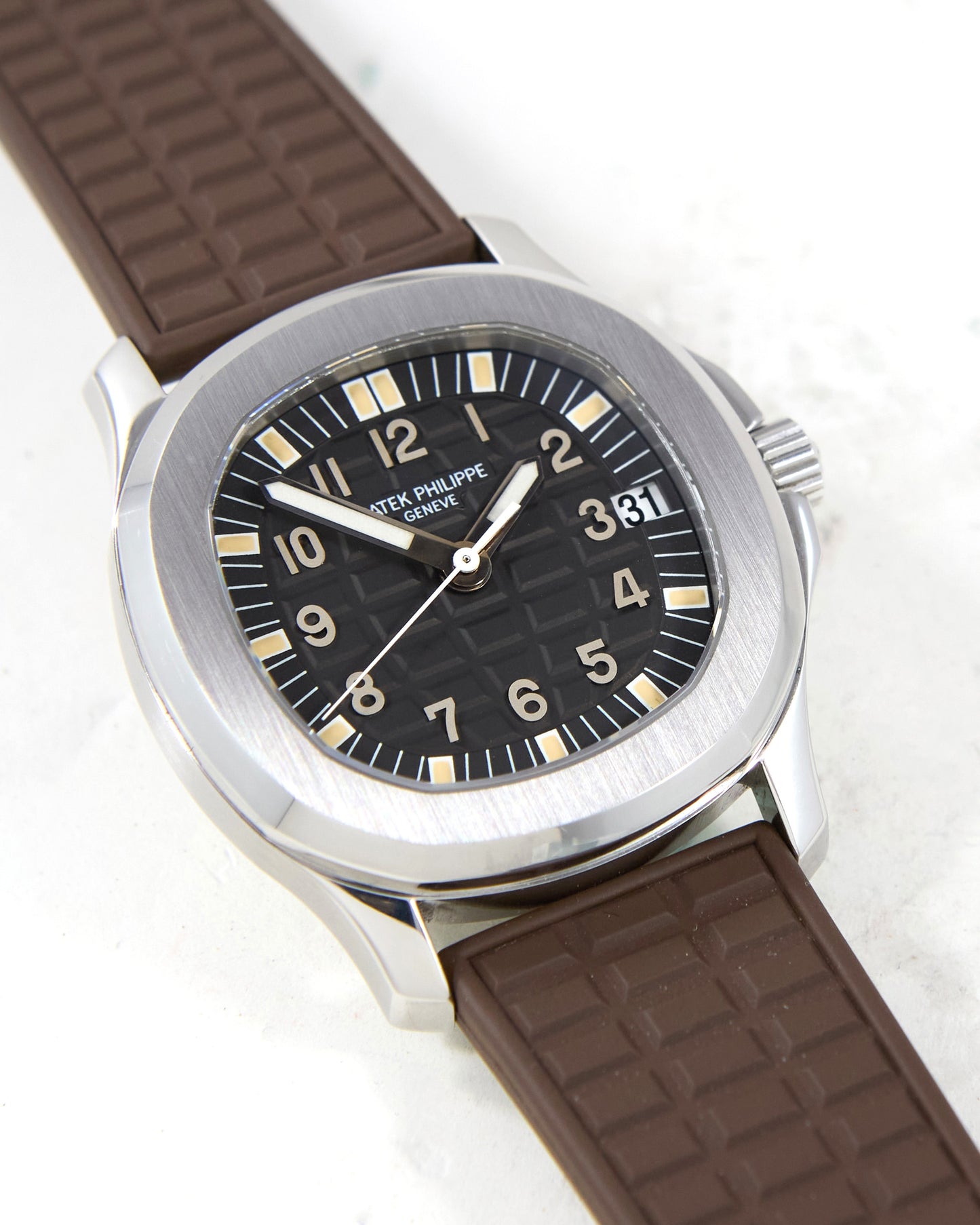 Patek Philippe Aquanaut 5066a in Steel Case on Uncut Brown Rubber Strap with Box & Papers