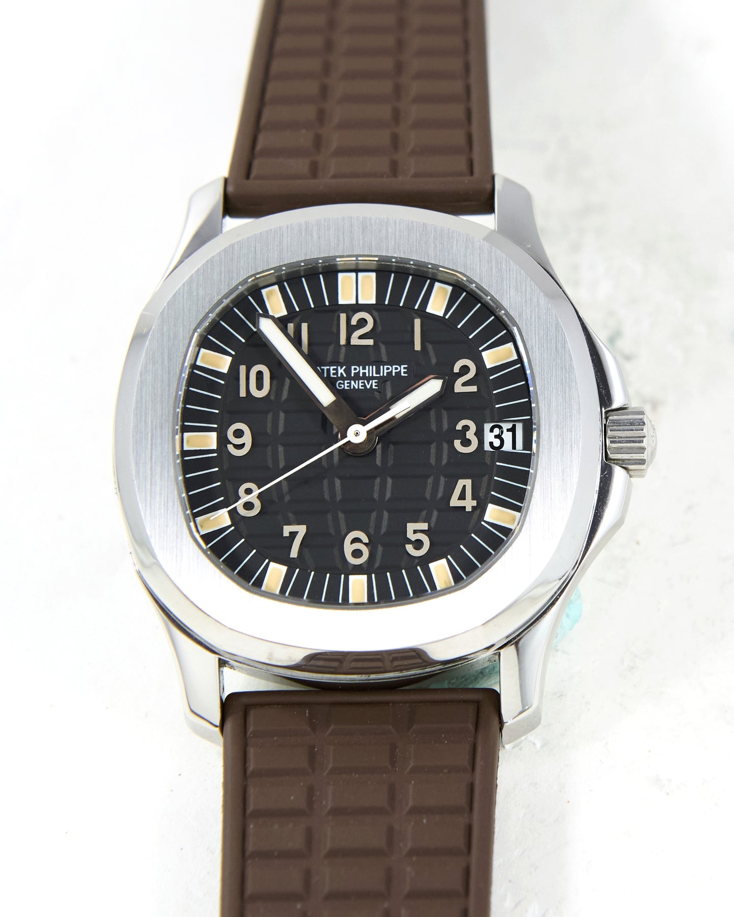 Patek Philippe Aquanaut 5066a in Steel Case on Uncut Brown Rubber Strap with Box & Papers
