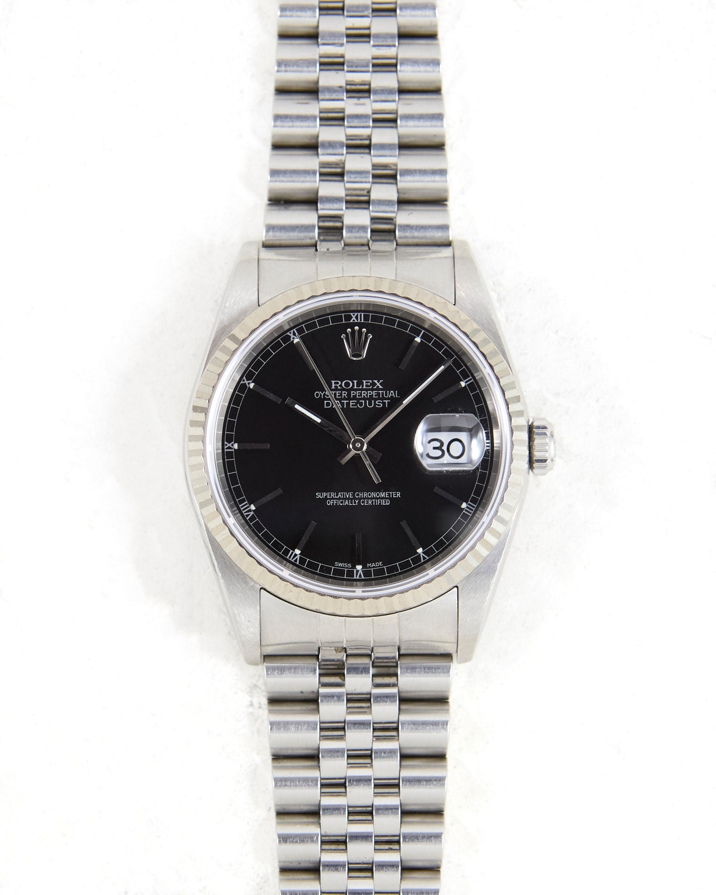 Rolex Datejust 16234 Black Dial on Jubilee Bracelet with Box & Papers