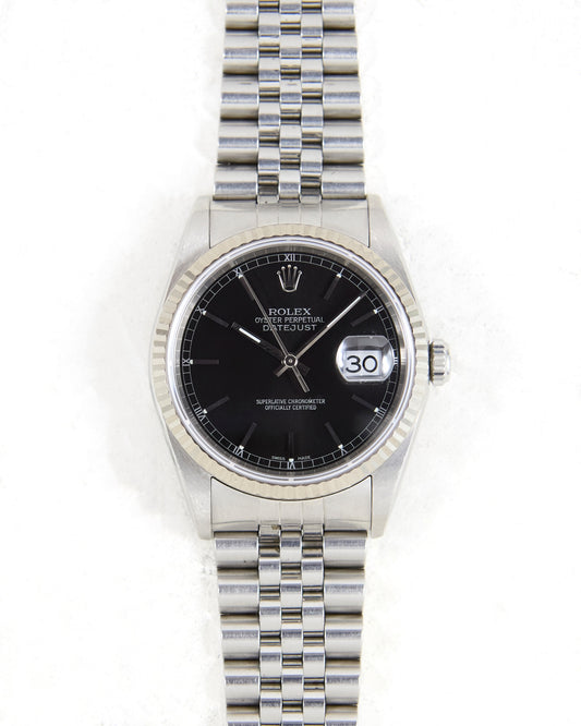 Rolex Datejust 16234 Black Dial on Jubilee Bracelet with Box & Papers