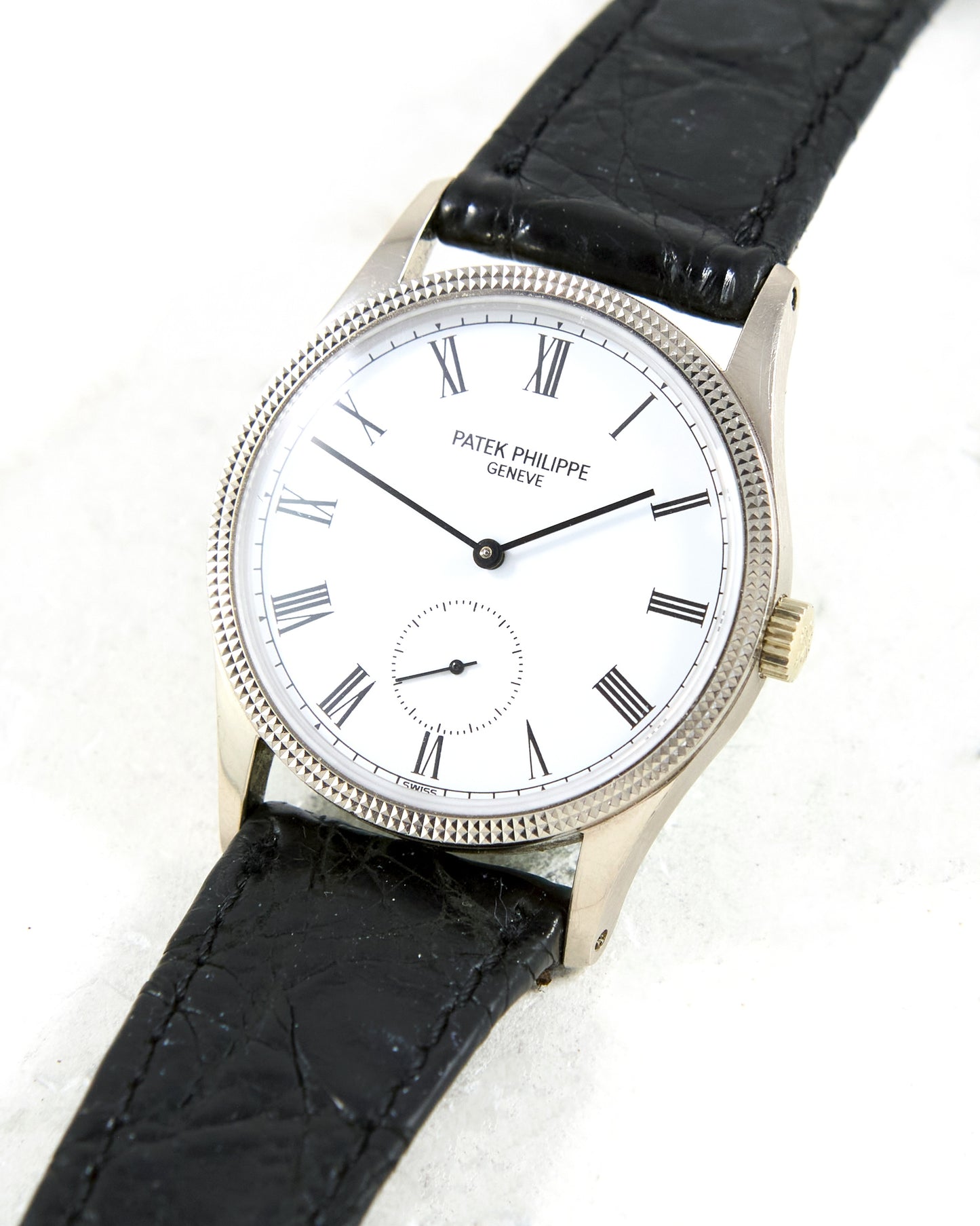 Patek Philippe Calatrava 3796G in White Gold on Leather Strap and Buckle with Box & Papers