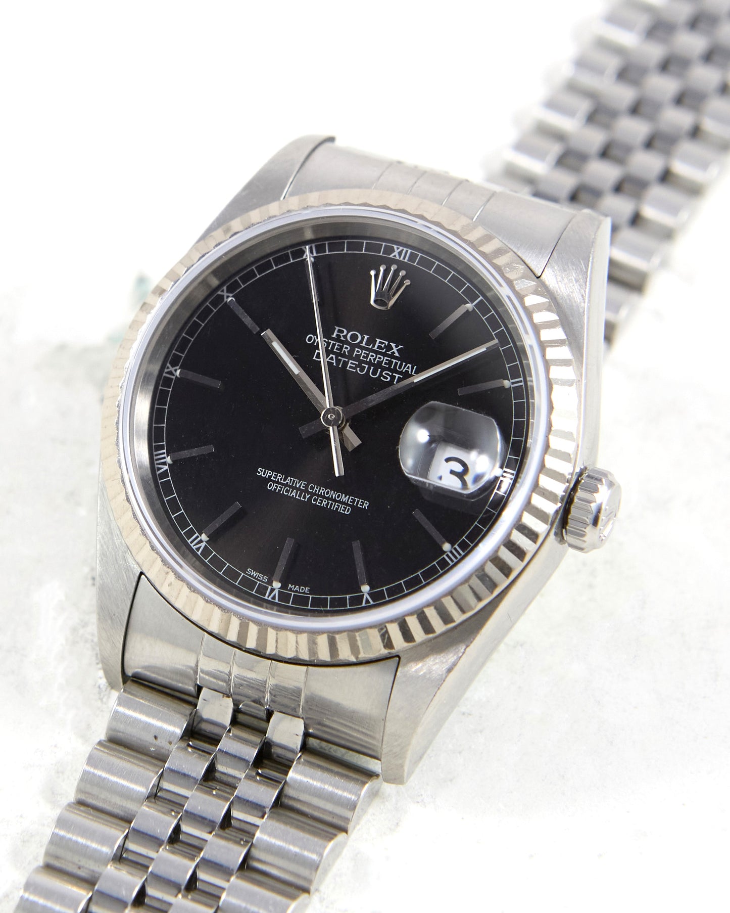 Rolex Datejust 16234 Black Dial on Jubilee Bracelet with Box & Papers