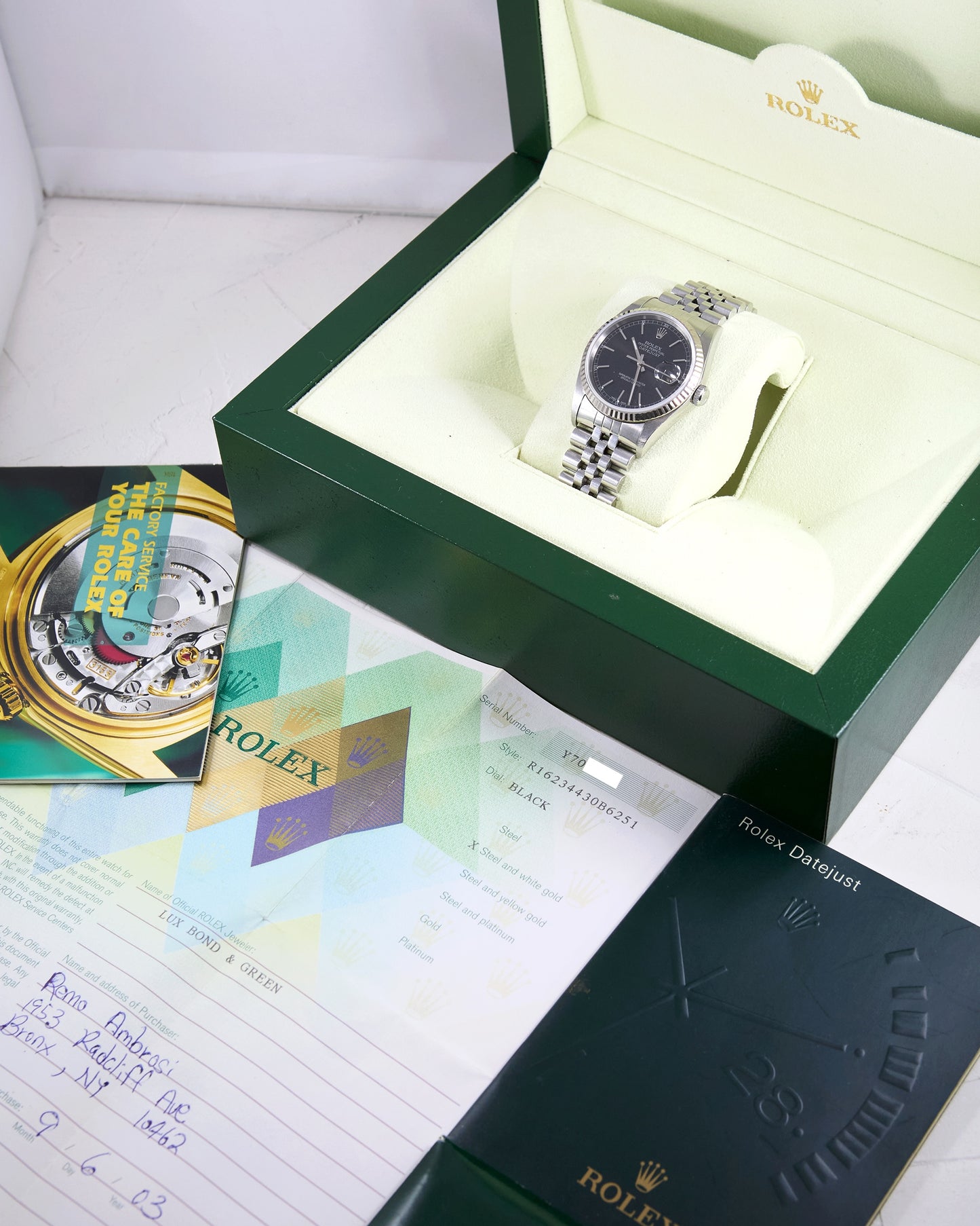 Rolex Datejust 16234 Black Dial on Jubilee Bracelet with Box & Papers