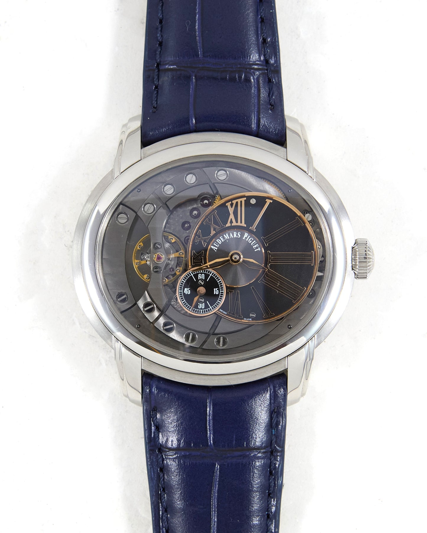 Audemars Piguet Millenary 15350ST in Steel Case on Leather Strap and Deployant Buckle